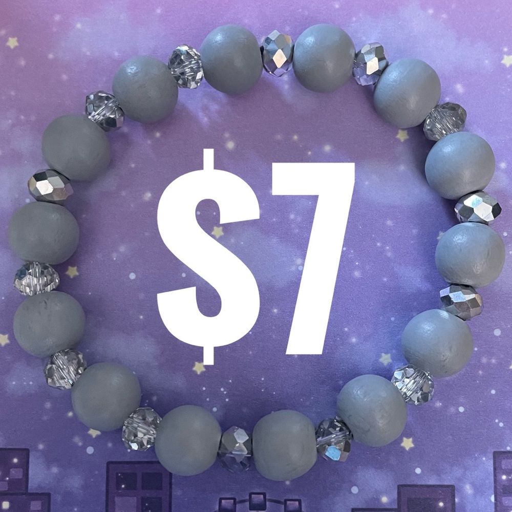 Grey and sparkly hand made bracelet.